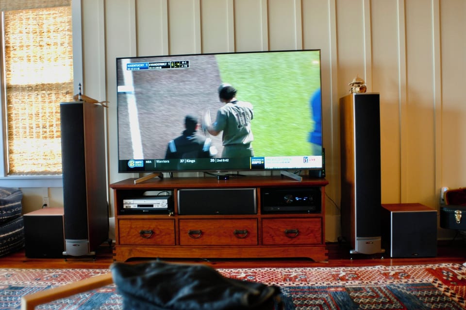Home theater setup in main level great room.