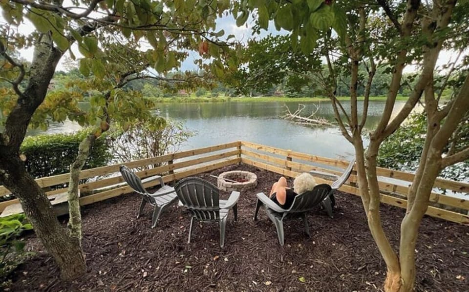 Outdoor fire pit with incredible sunsets