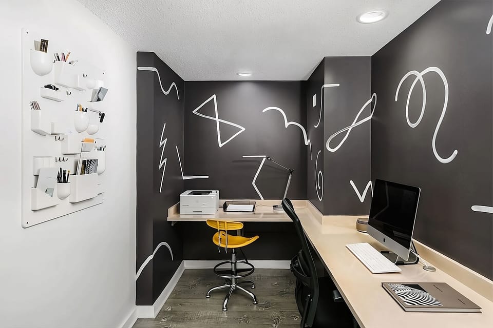 Settle in and stay productive in this stylish workspace nook.