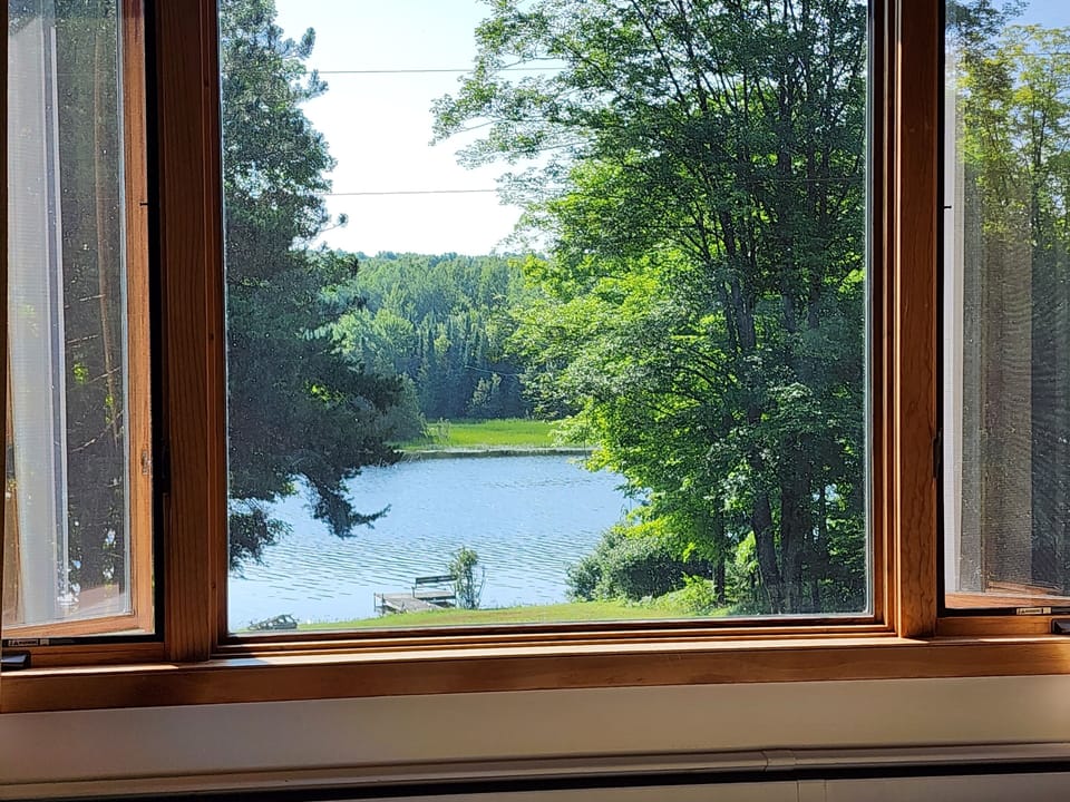 Waterfront views from kitchen, dining room and living room. 