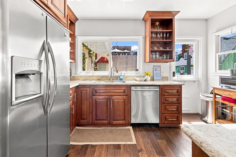 Bright, updated kitchen with stainless appliances and abundant natural light
