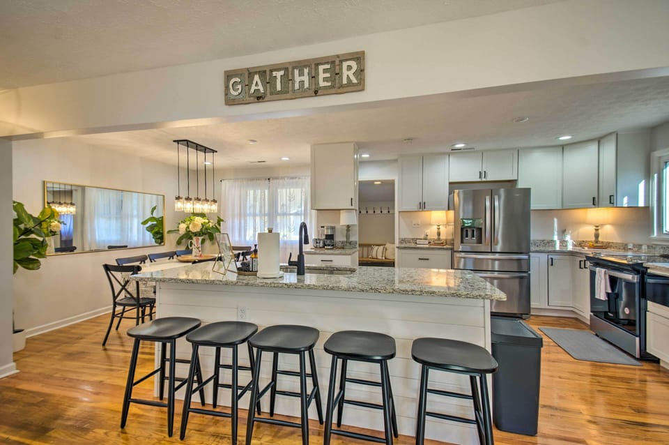 Spacious kitchen island with seating — ideal for meals and gathering