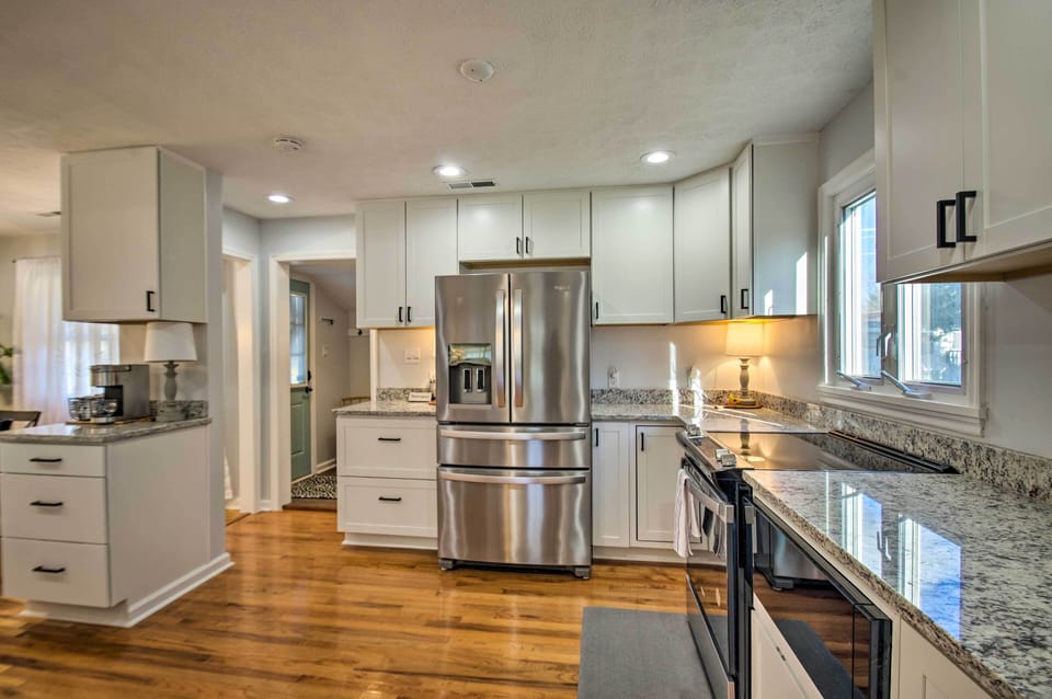 The Updated Kitchen has upgraded appliances and fully stocked ready for preparing meals, along with a coffee bar. 