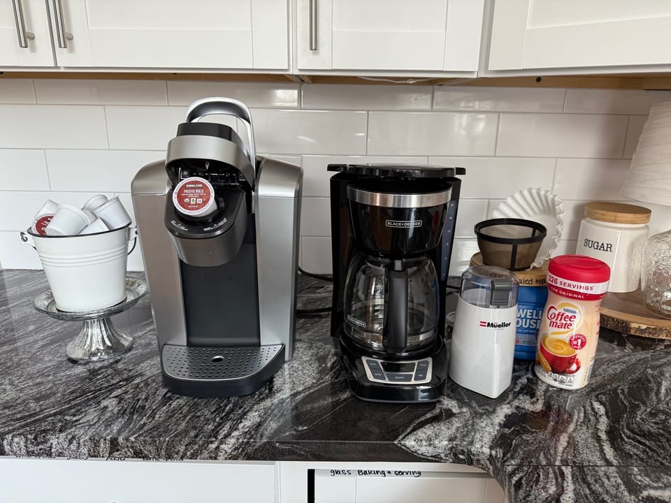 Coffee station with Keurig and drip coffee maker for easy mornings