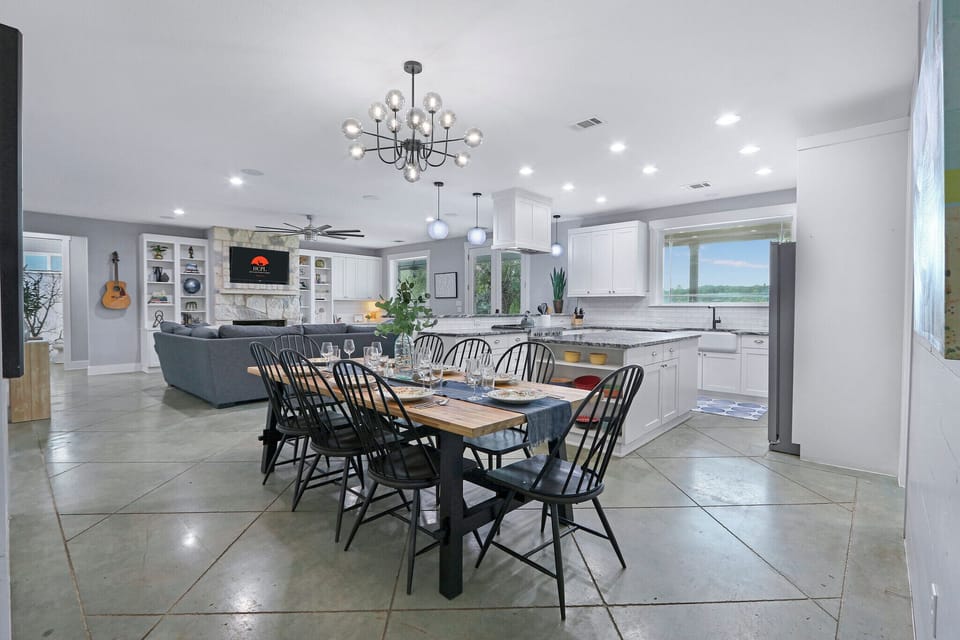 View of the open floor plan as you leave the Master bedroom hallway.
