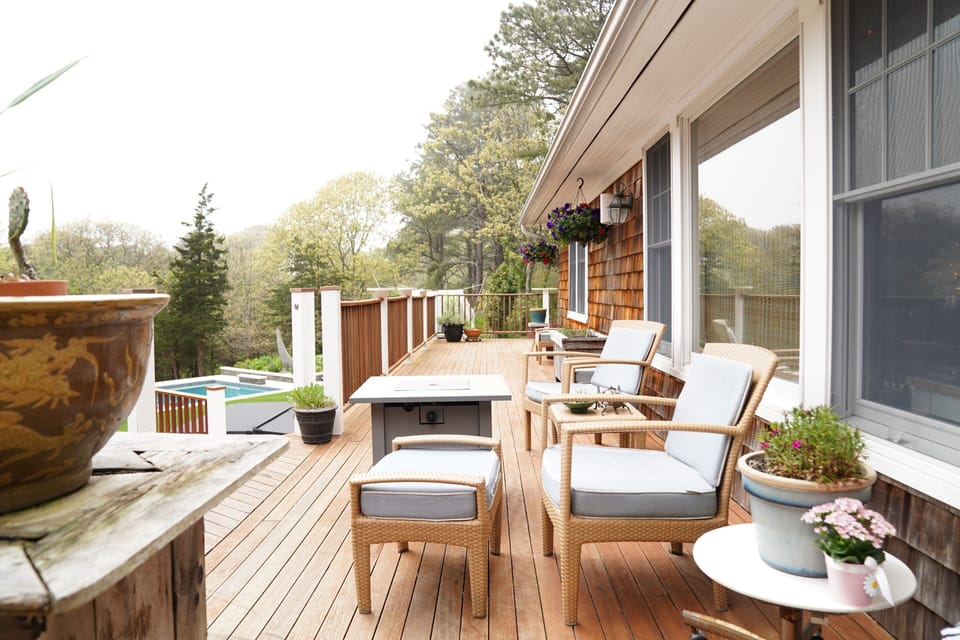 Deck top Fire Pit and Designer Outdoor Furniture