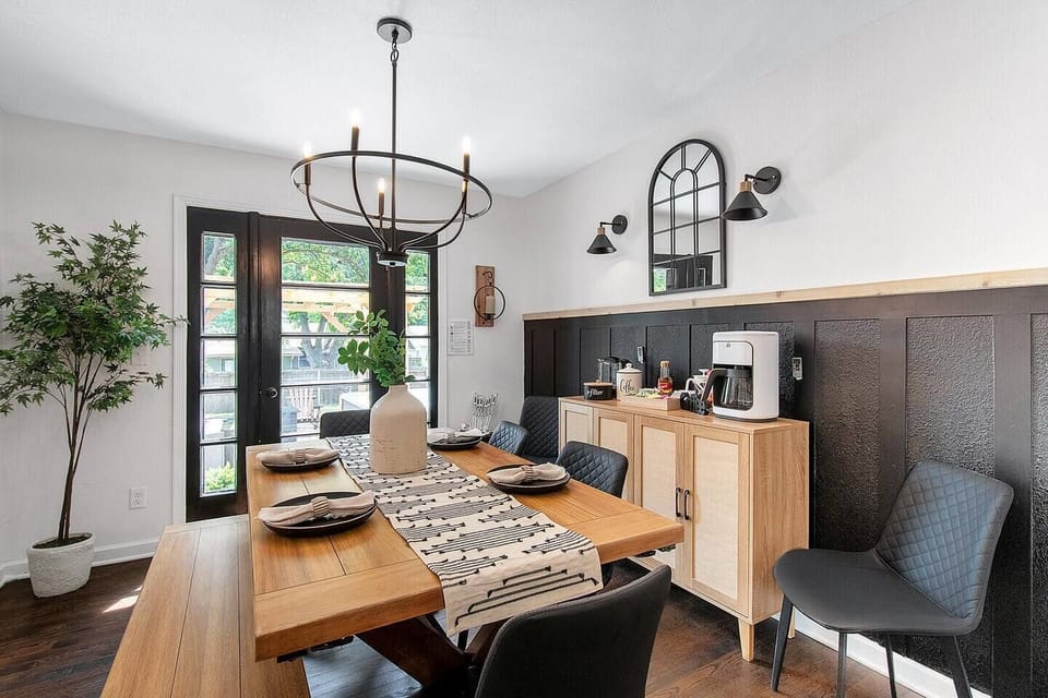 Remodeled Dining Room with seating for up to 10 and coffee bar.