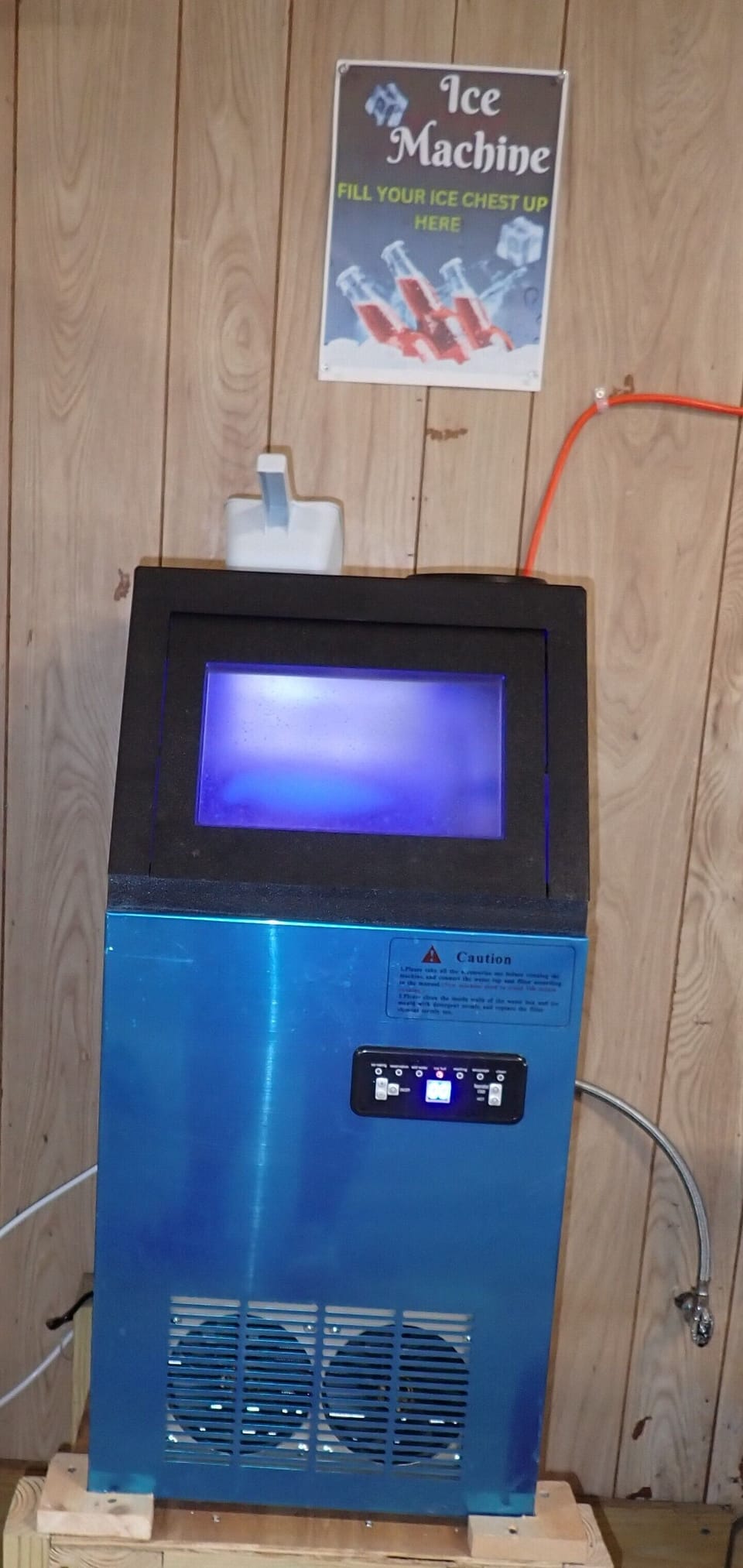 Ice maker in the garage to load up ice chests.