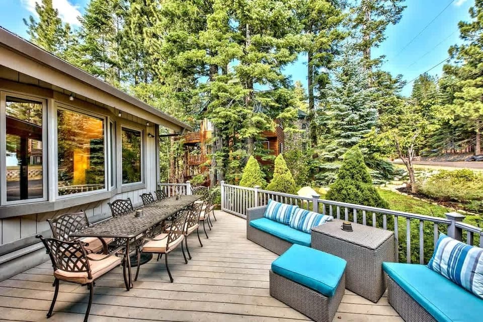 Take the good times outside. The private patio and surrounding pines create an inviting spot for morning coffee, afternoon lounging or an evening BBQ. Available Spring through Fall.