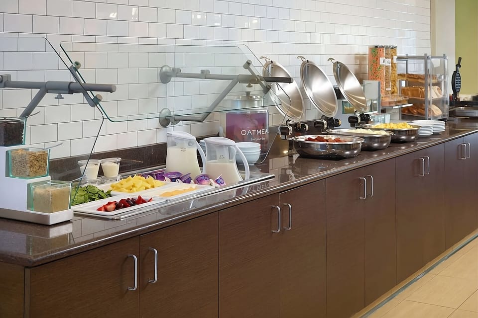Start mornings with a hearty breakfast spread and fresh options.
