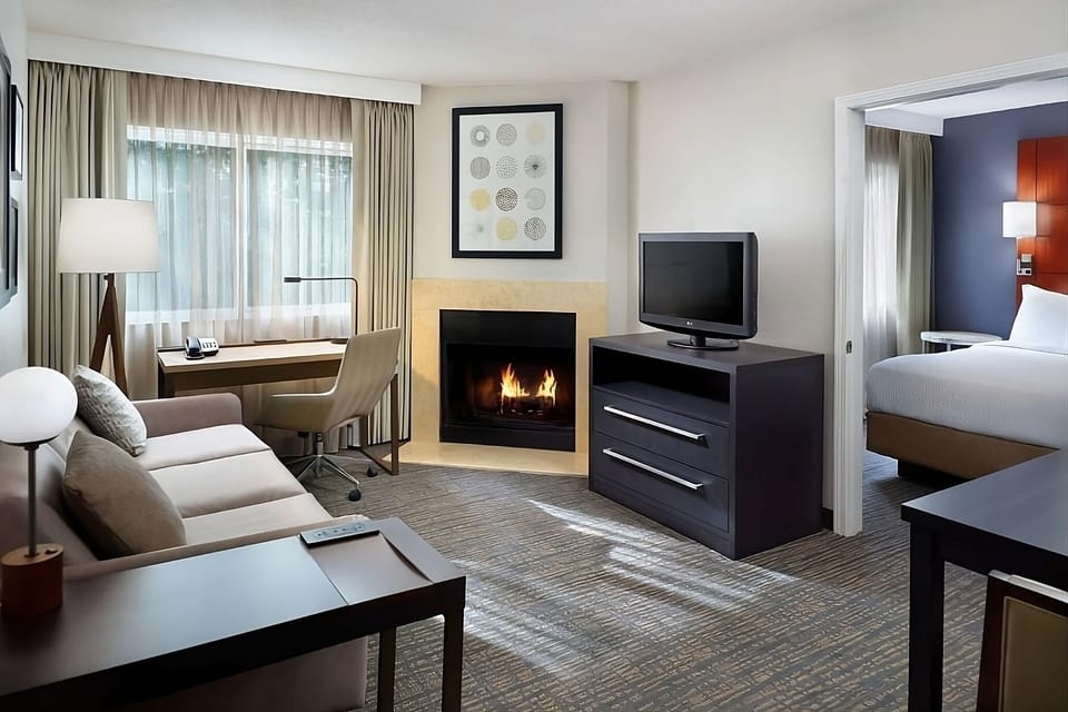 Unwind by the cozy fireplace after a full day exploring.