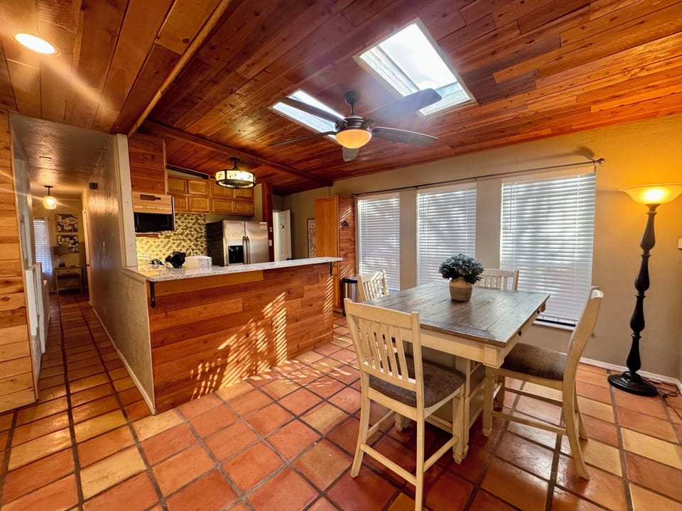 Open concept kitchen and dining space