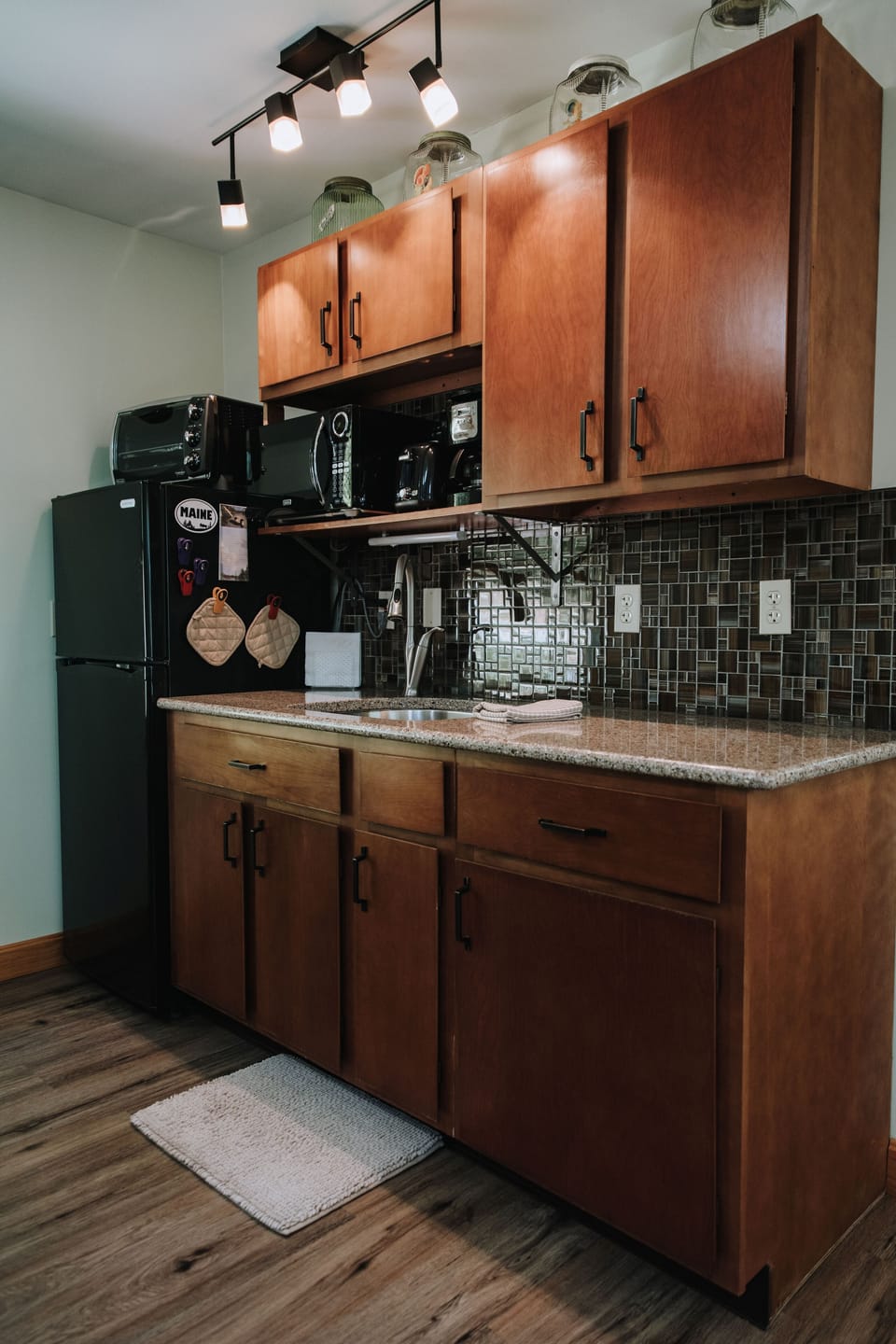 Kitchen includes all basics, but does not have a stove.