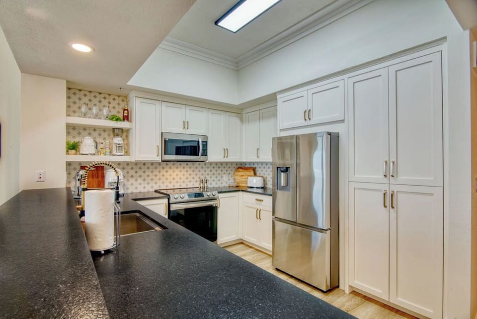 Kitchen showing off all the new cupboards and appliances!