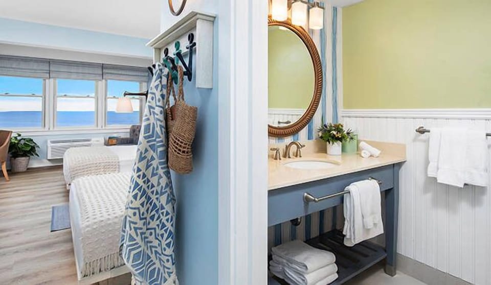 Get ready effortlessly with a spacious bath area steps away.
