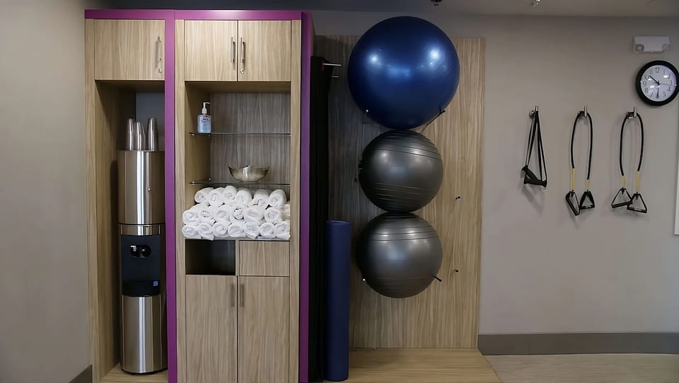 Recharge your body with fitness essentials and fresh towels.