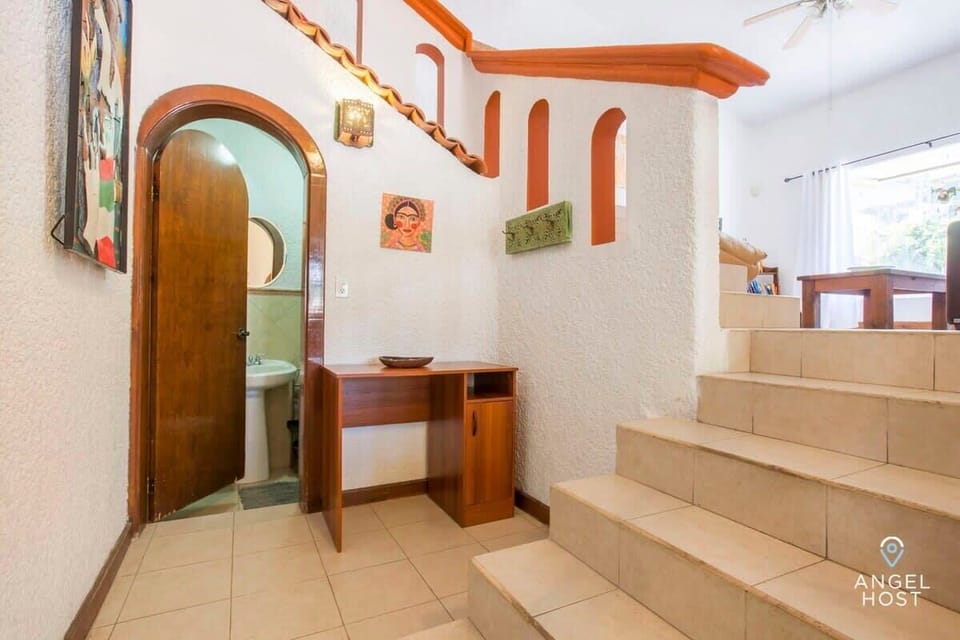 The downstairs half bath