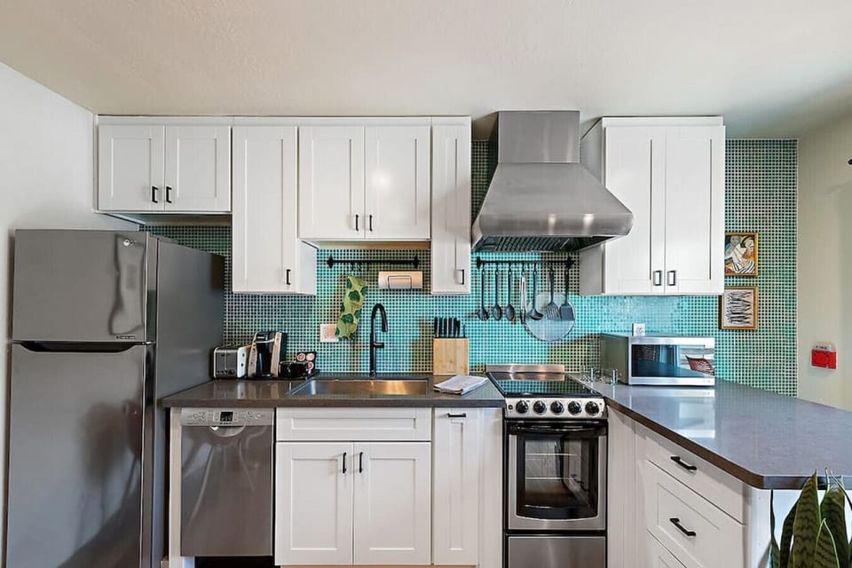 Enjoy the well stocked kitchen