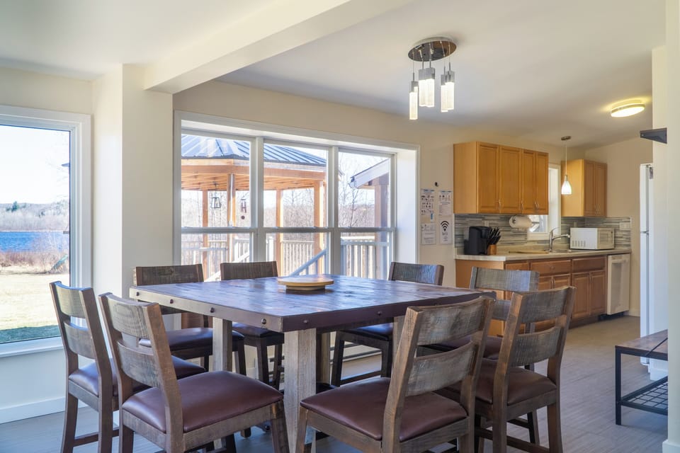 Dining area with lake views (Photo credit: @jessefrybort)