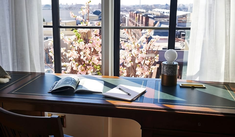 Settle in to work with inspiring views and morning light.