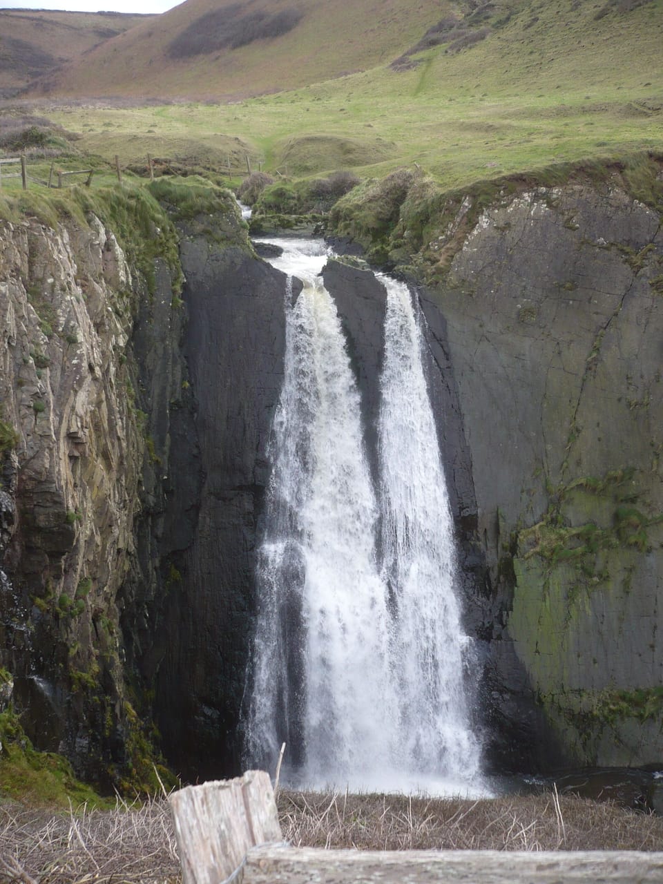Waterfall at Speke's Mill Mouth, the nearest beach