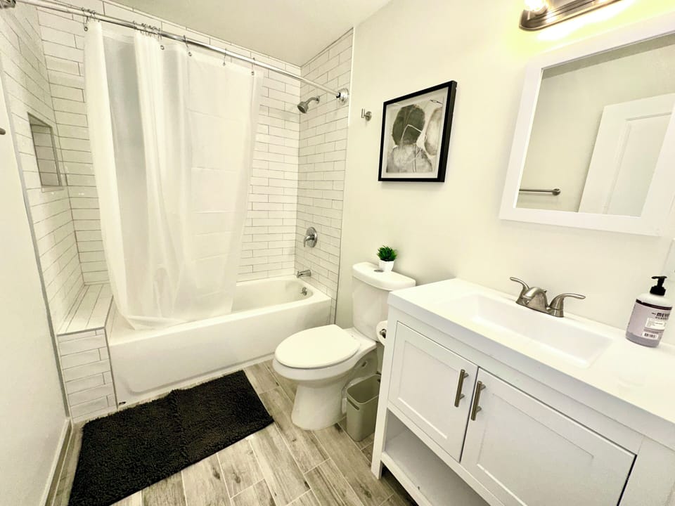 Fresh towels, Soap, and bathroom rug