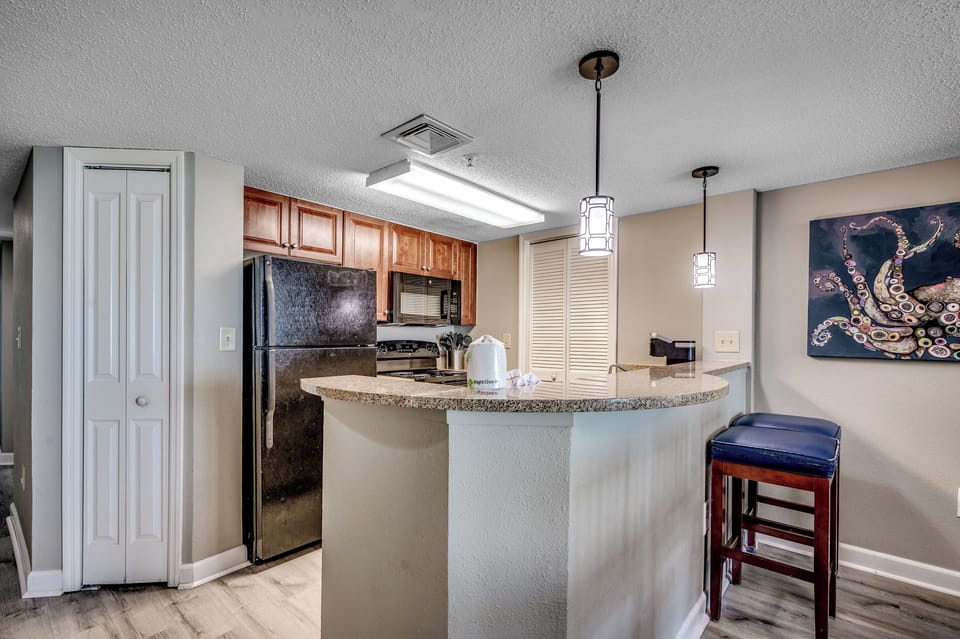 Full kitchen with granite countertops