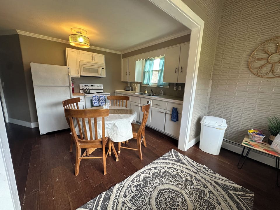 View from the nook into the kitchen.