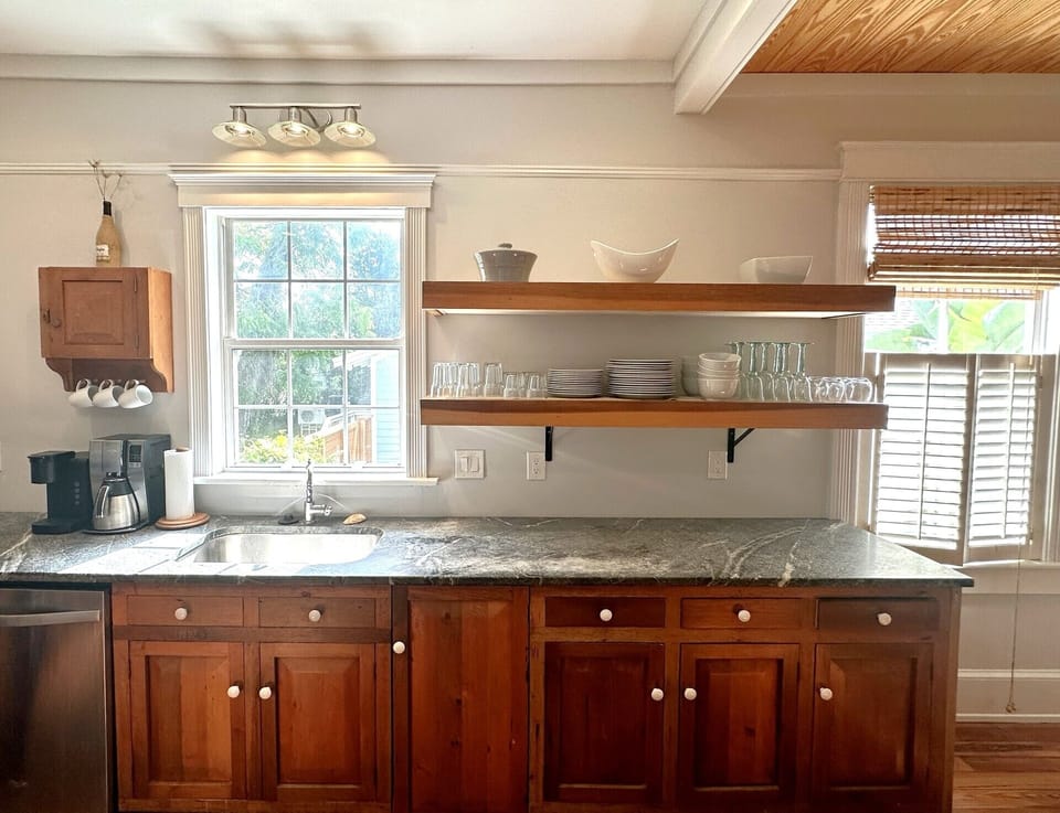 Cabinets built over 50 years ago by Linda's Father from Reclaimed Poplar