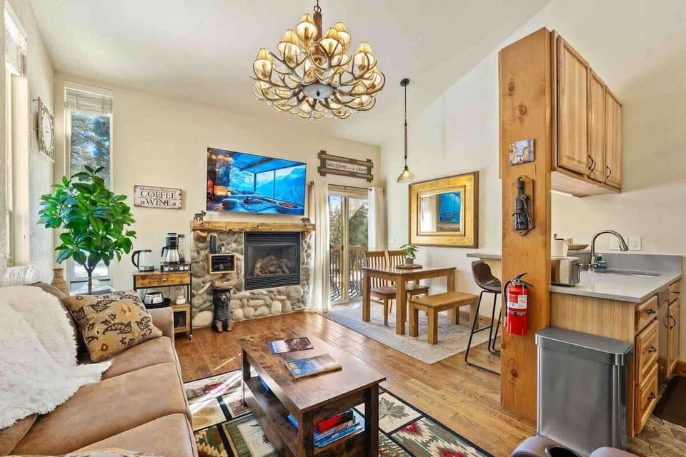 A comfortable living room with a couch and TV where you can rest after exploring or spend time with family.