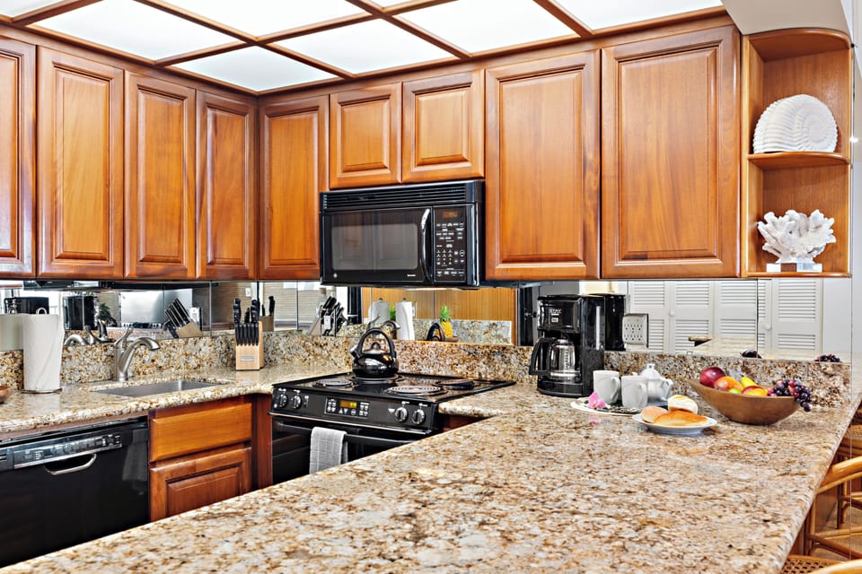 Cook with ease in a thoughtfully designed, fully equipped kitchen. Featuring modern appliances, ample counter space, and all the essentials you need, from quick island breakfasts to full home-cooked dinners.