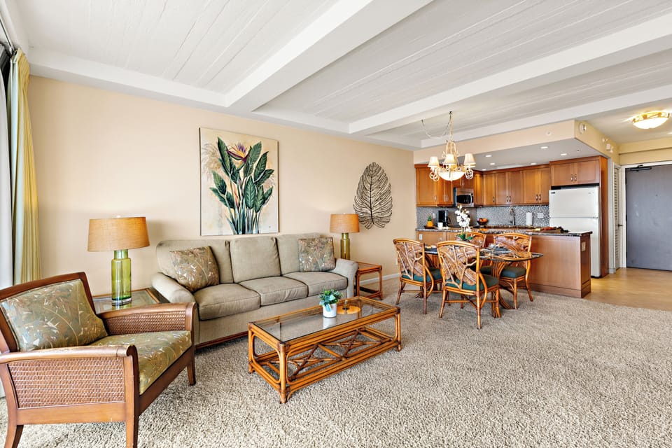 Spacious living area featuring a comfortable pull-out sofa sleeper