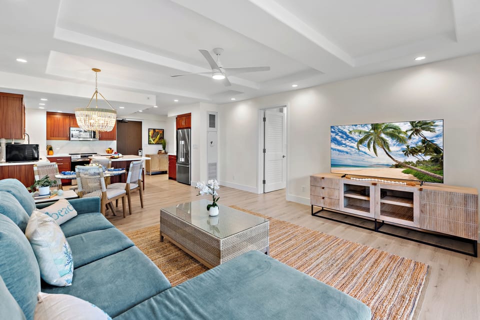 Bright, breezy, and made for island living Unwind in a spacious living room where comfort meets coastal charm. Your perfect place to relax after a day in paradise.