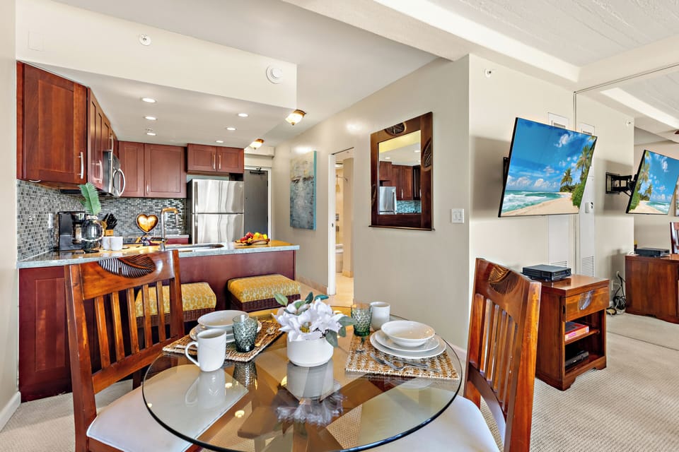 Gather for breakfast before a day of adventure or unwind over dinner in the elegant dining area, thoughtfully designed for comfort and convenience.