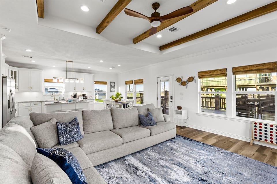 Sectional contains a queen bed sleeper!