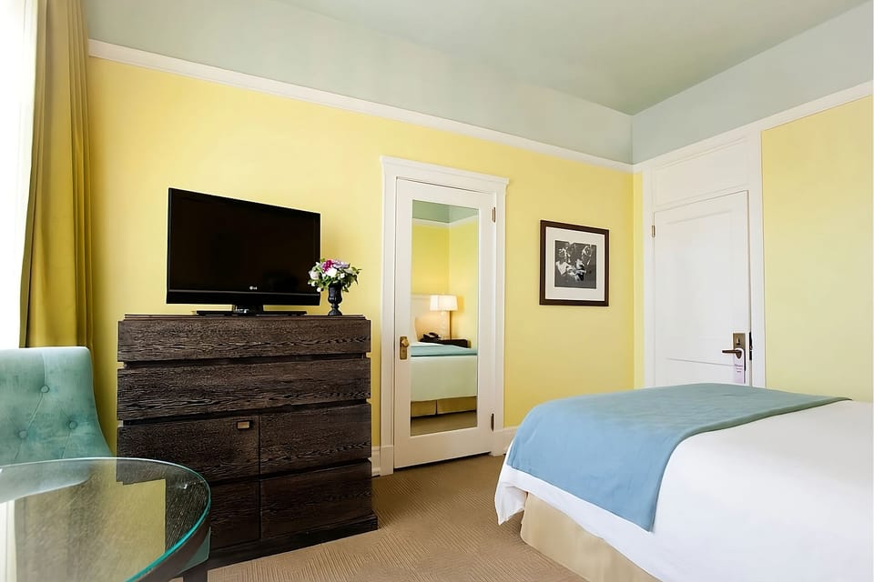 Enjoy corner-window views while planning your day in comfort.