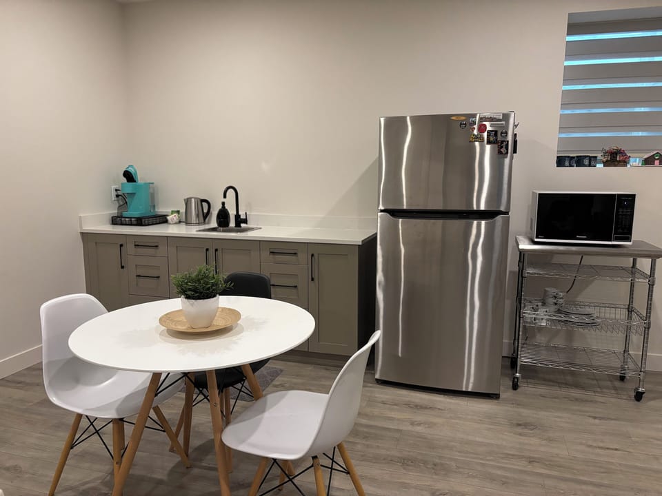 Fridge, Microwave. Coffee Maker, Toaster Oven and Kettle