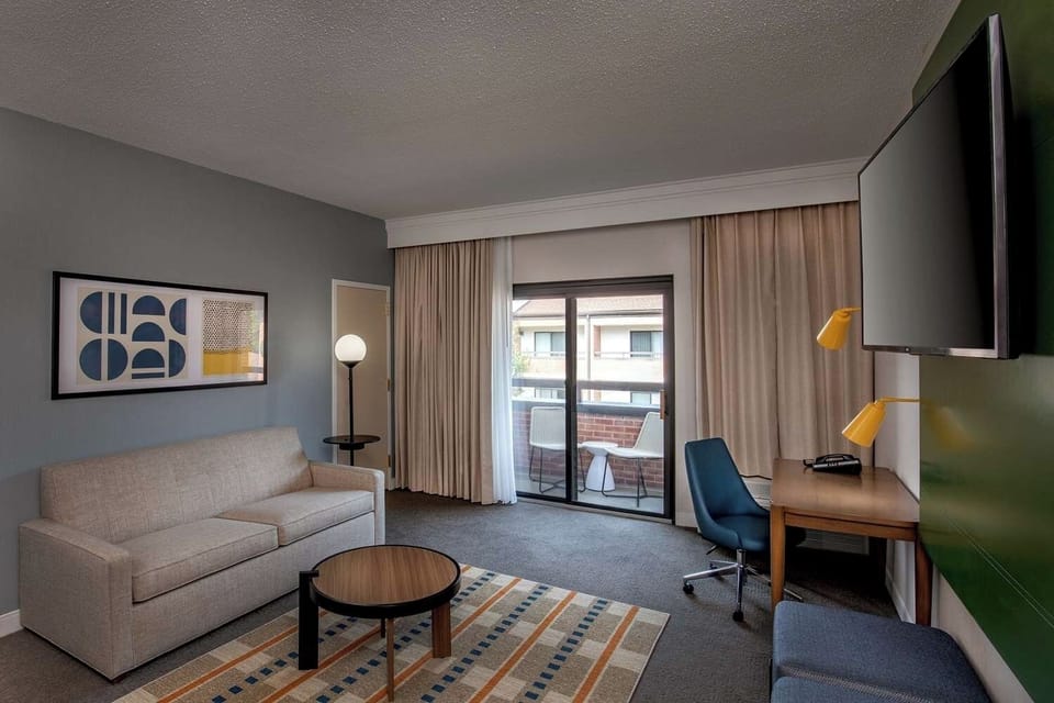 Stretch out on the sofa, then step onto the balcony.