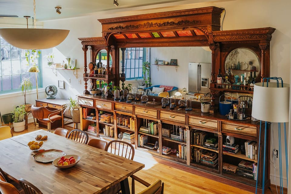 We can't get enough of the authentic 19th-century bar with its original mirror, and our curated library