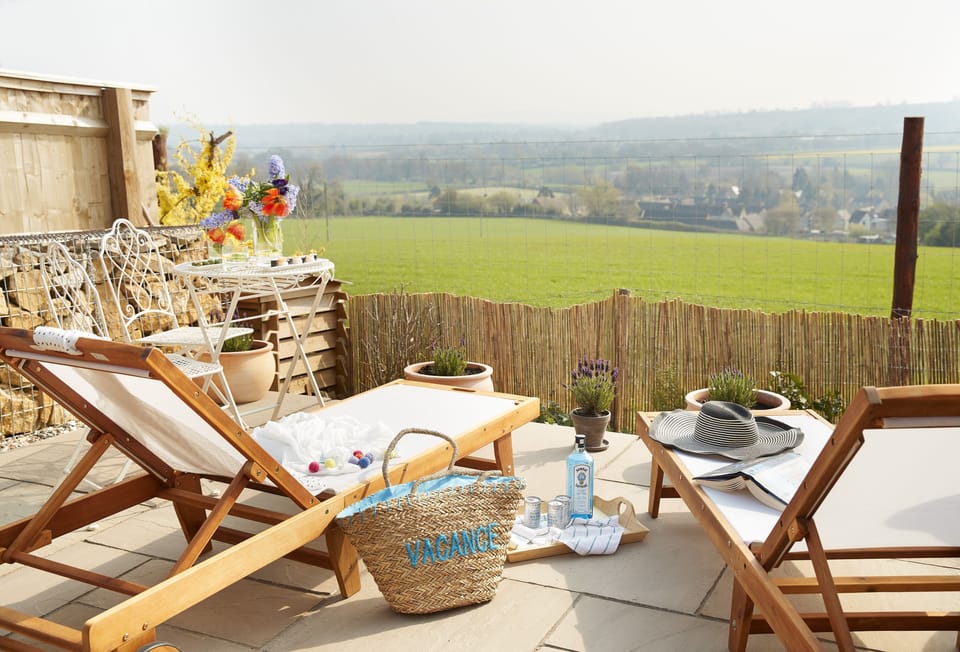 The lower sun terrace borders the deer park