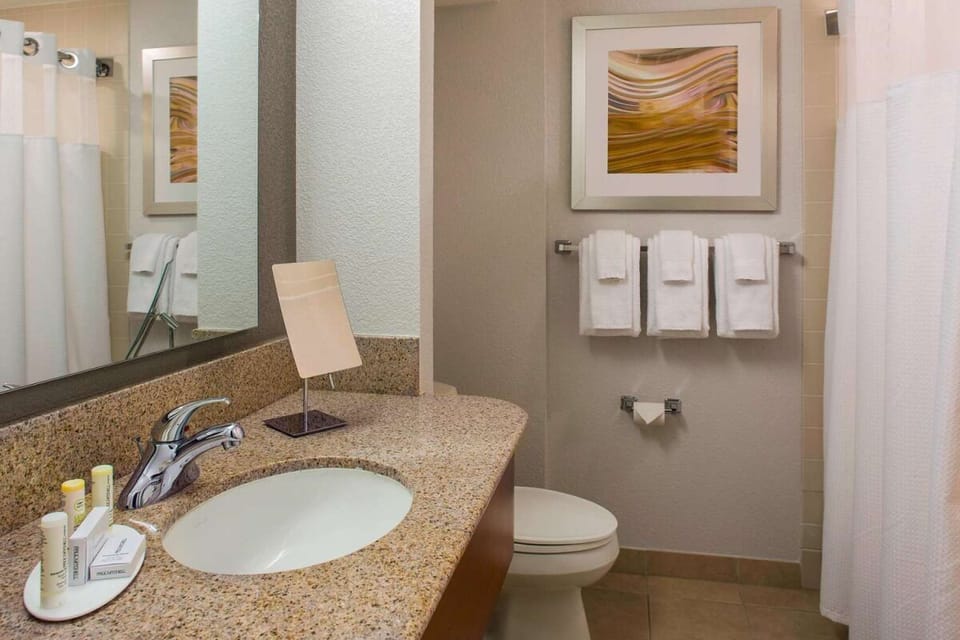 Refresh easily with a clean vanity and fresh towels.