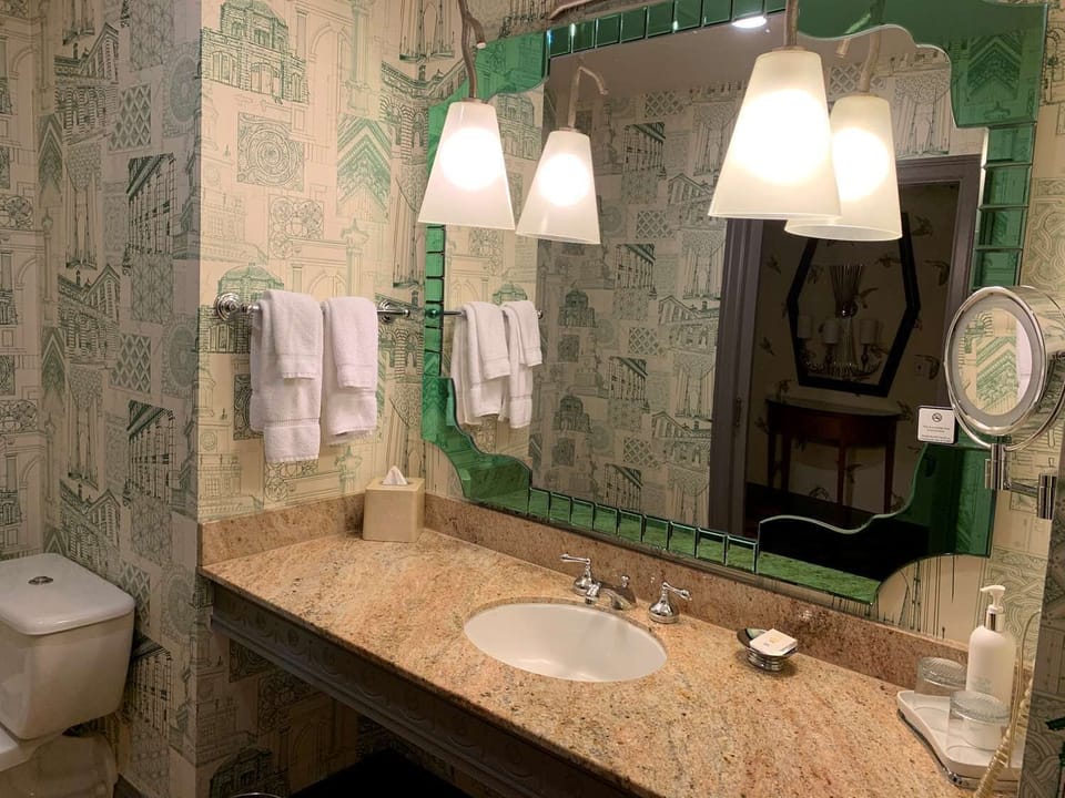 Full bathroom with a shower. Basic toiletries and towels are provided