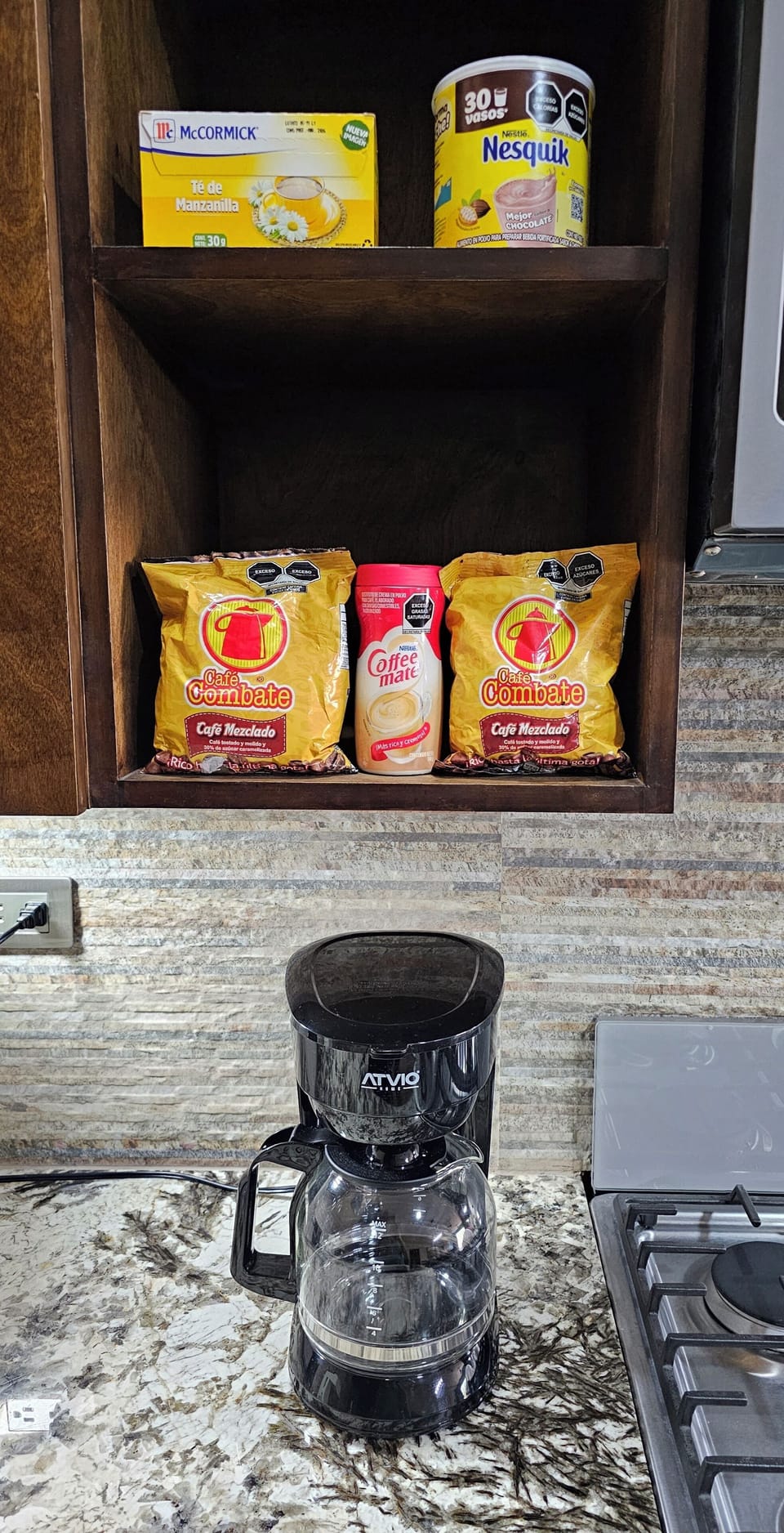 Coffee or tea is just a step away in the morning