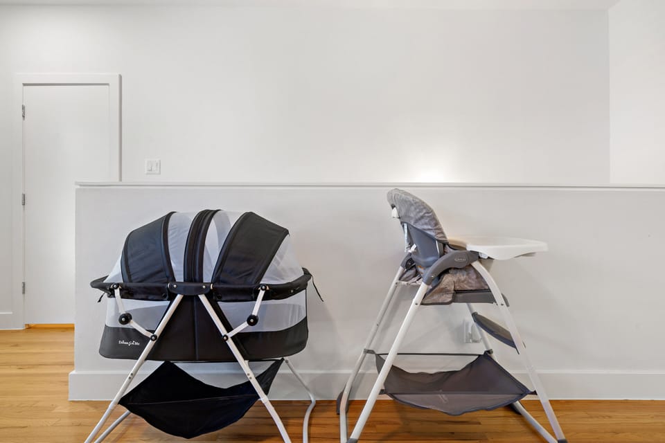 Highchair and bassinet included for your family convenience.