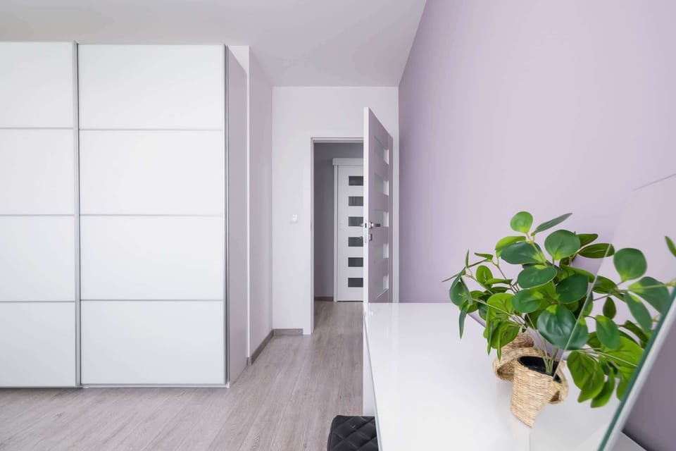 A hallway with built-in wardrobes and bright lighting, maximizing storage and maintaining a sleek aesthetic.

