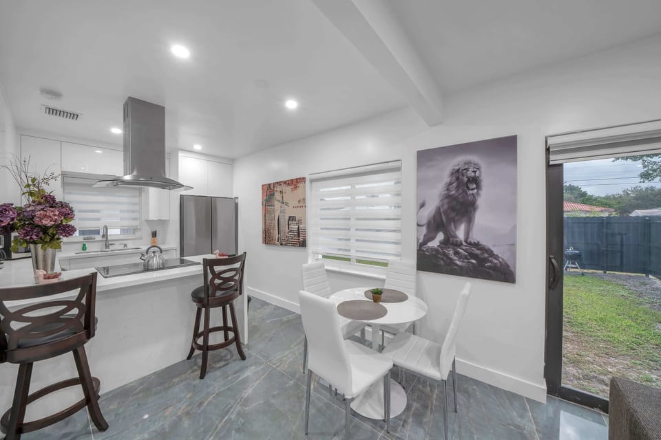 Enjoy the open, well-lit kitchen and dining space.
