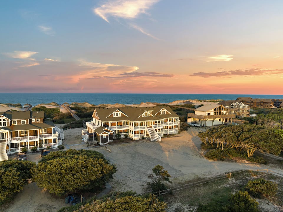 Combined Estate Aerial — 32-Bedroom Oceanfront Mega-Estate on 6 Private Acres | Wedding & Event Venue | Corolla 4x4, Outer Banks