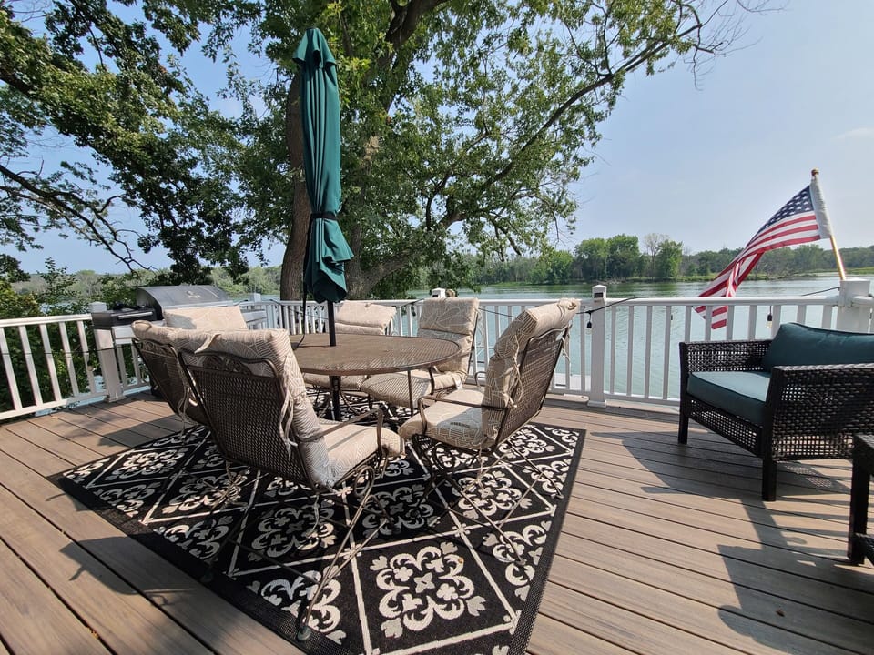 Walk out deck with grill and gorgeous views