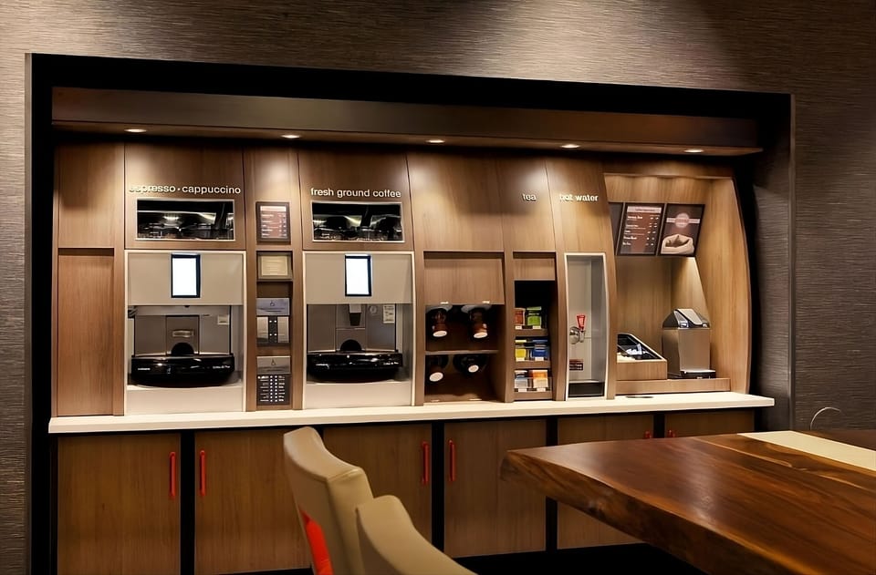 Sip fresh coffee anytime from the stylish self-serve station.