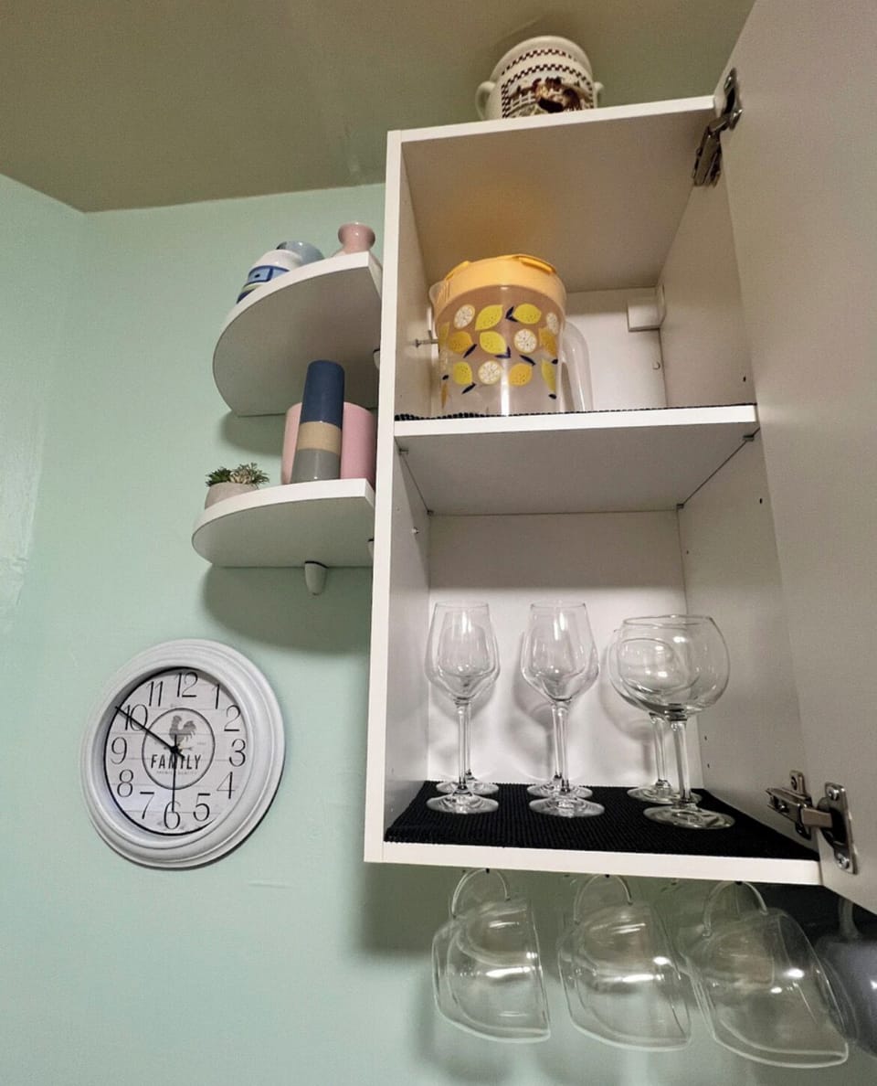 Wine glasses and pitcher provided 